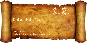 Kahr Réka névjegykártya